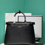 Prada Medium Leather Handbag With Belt 1BA417 Black